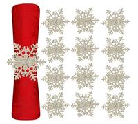 Trimming Shop Snowflake Napkin Rings, Christmas Napkin Holder with Diamante Rhinestone, Elegant Napkin Buckles for Xmas Serviettes, Holiday Table Decorations, Silver - Pack of 12