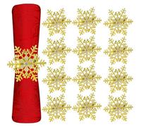 Trimming Shop Snowflake Napkin Rings, Christmas Napkin Holder with Diamante Rhinestone, Elegant Napkin Buckles for Xmas Serviettes, Holiday Table Decorations, Gold - Pack of 18