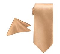 Trimming Shop Solid Satin Neck Tie and Pocket Square Set for Men 145 x 5cm Skinny Tie with Handkerchief Formal Business Plain Necktie Handkerchief Set for Wedding Birthday Party, Champagne