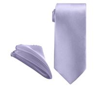 Trimming Shop Solid Satin Neck Tie and Pocket Square Set for Men 145 x 5cm Skinny Tie with Handkerchief Formal Business Plain Necktie Handkerchief Set for Wedding Birthday Party, Lilac Purple