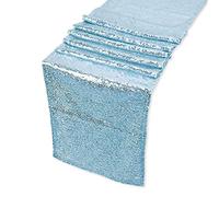 Trimming Shop Sparkly Sequin Glitter Table Runners Décor For Birthday Anniversary Party Christmas, Wedding Banquet Dining Decorations, 11 x 108 inches, Sky Blue, 1pc