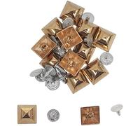 Trimming Shop Square Brass Pyramid Studs with Base Pins Leather Rivets for DIY Craft, Clothing, Bags Decoration, Purses Embellishment (10mm, Gold, 100pcs)