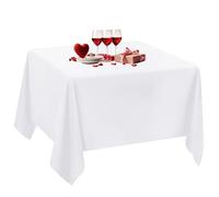 Trimming Shop Square Table Cloth, 70" x 70" Premium Linen Tablecloth Washable Spill Proof Polyester Dining Table Cover for Restaurant Cafe Wedding Birthday Party Table Decoration, White, 10pcs