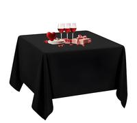 Trimming Shop Square Tablecloth Cover Cotton Polyester Trestle Table Top Linen for Wedding, Birthday, Banquet Party Decoration, 90" x 90", Black, Pack of 10