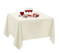 Trimming Shop Square Tablecloth Cover Cotton Polyester Trestle Table Top Linen for Wedding, Birthday, Banquet Party Decoration, 90" x 90", Ivory, Pack of 10