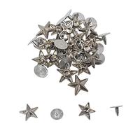Trimming Shop Star Shaped Studs with Back Pin Rivets, 11mm Metal Decorative Studs for Leather Jackets, Shoes, Bags, Punk Style Craft Stud for DIY Leathercraft & Clothing Decoration, Silver, 50pcs