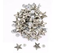 Trimming Shop Star Shaped Studs with Back Pin Rivets, 20mm Metal Decorative Studs for Leather Jackets, Shoes, Bags, Punk Style Craft Stud for DIY Leathercraft & Clothing Decoration, Silver, 100pcs