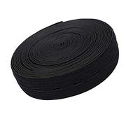 Trimming Shop Strechable 25MM Buttonhole Elastic Flatback Sewing Elastic Band with Holes for Trouser Waistbands Maternity Clothes Skirts Shorts Pants Waistline Sewing, 25 metres, Black