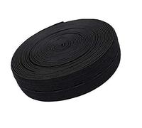 Trimming Shop Strechable 25MM Buttonhole Elastic Flatback Sewing Elastic Band with Holes for Trouser Waistbands Maternity Clothes Skirts Shorts Pants Waistline Sewing, 50 metres, Black