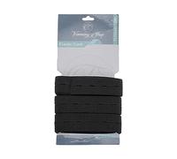 Trimming Shop Strechable 25MM Buttonhole Elastic Flatback Sewing Elastic Band with Holes for Trouser Waistbands Maternity Clothes Skirts Shorts Pants Waistline Sewing, 3 metres, Black
