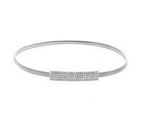 Trimming Shop Stretchable Waist Belt with 5 Rows Crystal Diamante, Silver