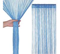 Trimming Shop String Curtains Glitter Fringe Panel Fly Screen Doorway Curtain Closet Window Doors Sequin Sheer Room Divider Tassel for Doorway, Windows, Home Decoration, 200cm x 90cm, Sky Blue