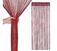 Trimming Shop String Curtains Glitter Fringe Panel Fly Screen Doorway Curtain Closet Window Doors Sequin Sheer Room Divider Tassel for Doorway, Windows, Home Decoration, 200cm x 90cm, Burgundy