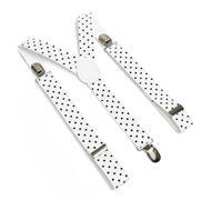 Trimming Shop Suspender Braces with Metal Clips, 25mm-White with Black Dots