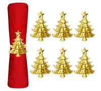Trimming Shop Tree Design Napkin Rings, Star Topped Christmas Tree Napkin Holder, Xmas Serviettes for Christmas Dinner Table Decoration, New Year, Parties, Gold - Pack of 6