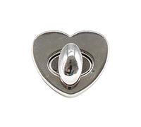Trimming Shop Twist Turn Lock Heart Shape Bag Closure Handbag Buckle Replacement Clasp Closure for DIY Leathercraft Shoulder Bag Purse Making Accessory, Silver, 24mm x 29mm, 1pc