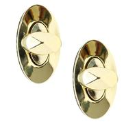 Trimming Shop Twist Turn Lock Oval Bag Closure, Gold, 21mm x 37mm, 2pcs | Handbag Buckle Replacement Clasp Closure for DIY Leathercraft Shoulder Bag Purse Making Accessory