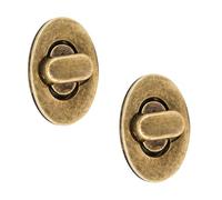 Trimming Shop Twist Turn Lock Oval Shape Bag Closure, Bronze, 15x22mm-2pcs | Handbag Buckle Replacement Clasp Closure for DIY Leathercraft Shoulder Bag Purse Making Accessory