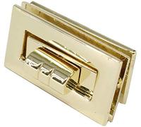 Trimming Shop Twist Turn Lock Rectangle Bag Closure, Gold, 22x40mm-5pcs
