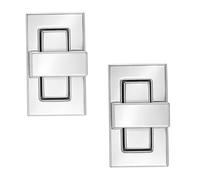 Trimming Shop Twist Turn Lock Rectangle Bag Closure Handbag Buckle Replacement Clasp Closure for DIY Leathercraft Shoulder Bag Purse Making Accessory, Silver, 19mm x 32mm, 2pcs