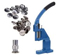 Trimming Shop Ultimate Button Maker Kit - Blue MCH8 Hand Press Machine, 50 Set 11mm Button Blanks, & 2-Part Round Die for Fabric Covered DIY Crafts, Sewing & Upholstery