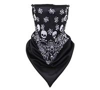 Trimming Shop Unisex Bandana Face Mask with Ear Loops Face & Neck Covering Dust Wind Protection Scarf Washable Breathable Reusable Run Walk Motorcycle Outdoor Paisley Skull