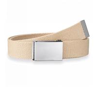Trimming Shop Unisex Webbing Belt Webbed Canvas Strap Metal Flip Closure Buckle Adjustable Army Style Waist Band Outdoor Utility Wear, 51inch x 3.8cm, Beige