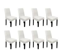 Trimming Shop Velvet Stretch Chair Covers, Spandex Dining Chair Slipcovers, Elastic Removable Washable Chair Seat Covers, Parsons Chair Protectors for Dining Room, Hotel, Wedding, White, 8pcs