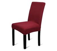 Trimming Shop Velvet Stretch Chair Covers, Spandex Dining Chair Slipcovers, Elastic Removable Washable Chair Seat Covers, Parsons Chair Protectors for Dining Room, Hotel, Wedding, Burgundy, 1pc