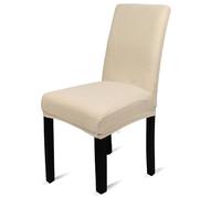 Trimming Shop Velvet Stretch Chair Covers, Spandex Dining Chair Slipcovers, Elastic Removable Washable Chair Seat Covers, Parsons Chair Protectors for Dining Room, Hotel, Wedding, Ivory, 1pc
