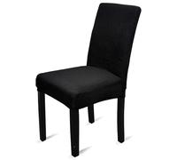 Trimming Shop Velvet Stretch Chair Covers, Spandex Dining Chair Slipcovers, Elastic Removable Washable Chair Seat Covers, Parsons Chair Protectors for Dining Room, Hotel, Wedding, Black, 1pc