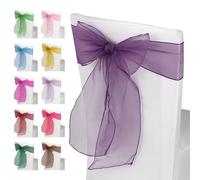 Trimming Shop Violet Purple Organza Chair Sashes, Wider Sash, 100pcs