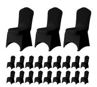 Trimming Shop Wedding Chair Cover Spandex Stretch Fabric Removable Washable Protective Universal Slipcovers for Birthday Reception Banquet Christmas Party Decoration, Black, 50pcs