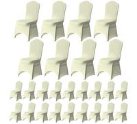 Trimming Shop Wedding Chair Cover Spandex Stretch Fabric Removable Washable Protective Universal Slipcovers for Birthday Reception Banquet Christmas Party Decoration, Ivory, 100pcs