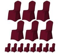 Trimming Shop Wedding Chair Covers Flat Front Design, Burgundy, Pack of 20 | Washable & Removable Slipcovers Universal Fit Protective Dining Chair Cover for Banquets Ceremony, Hotel & Dining Room