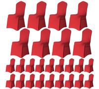 Trimming Shop Wedding Chair Covers Flat Front Design, Red, Pack of 100 | Washable & Removable Slipcovers Universal Fit Protective Dining Chair Cover for Banquets Ceremony, Hotel & Dining Room