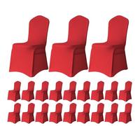 Trimming Shop Wedding Chair Covers Flat Front Design, Red, Pack of 50 | Washable & Removable Slipcovers Universal Fit Protective Dining Chair Cover for Banquets Ceremony, Hotel & Dining Room