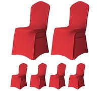 Trimming Shop Wedding Chair Covers Flat Front Design, Red, Pack of 8 | Washable & Removable Slipcovers Universal Fit Protective Dining Chair Cover for Banquets Ceremony, Hotel & Dining Room