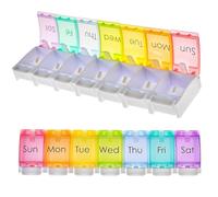 Trimming Shop Weekly 1 Time a Day Pill Box & Tablets Organiser, BPA Free Travel Medicine Dispenser Storage Box with Push Spring Button to Hold Vitamins, Supplements, Cod Liver Oil & Medicines