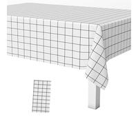 Trimming Shop White Checkered Rectangular Tablecloth 137x180cm Wipeable PVC Plastic Tablecloth Stain Resistant Waterproof Oil-proof Table Cover Indoor & Outdoor Picnic Party Dinner Home Decor, 1pc