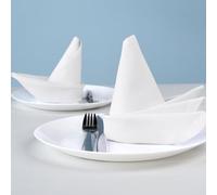 Trimming Shop White Cloth Napkin - 50x50cm Christmas Dinner Napkin, 220GSM 100% Polyester, Stain-Resistant, Reusable Table Linen Serviette for Holiday, Winter, and New Year Party Table Décor (4pcs)