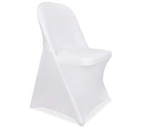 Trimming Shop White Folding Chair Covers - 4PCS Fitted Stretch Spandex Dining Chair Slipcovers, Protective & Wrinkle Resistant for Weddings Banquets Ceremony Hotel Dining Parties Décor