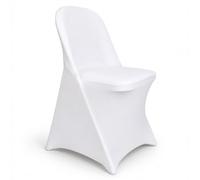 Trimming Shop White Folding Chair Covers - Fitted Stretch Spandex, 1pc | Protective & Wrinkle Resistant Dining Chair Slipcovers for Weddings Ceremony Hotel Banquets Events Party Decoration