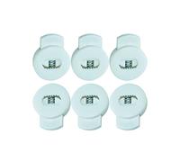 Trimming Shop White Plastic Round Flat Cord Lock Stopper Spring Loaded Toggle Cord Stoppers for Lanyard, Luggage, Camping, Hiking, Sports, Backpacks, Paracord, 5pcs