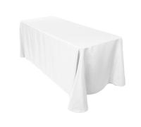 Trimming Shop White Rectangle Tablecloths 70 × 144 in (178 × 366 cm), Pack of 10 - Washable Polyester Table Cloth Covers for Weddings, Banquets, Hotels, Parties & Buffet Tables