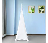 Trimming Shop White Single Sided Stretch Tripod Speaker DJ Stand Cover for Birthdays, Weddings, Reception, Banquets, Parties, Special Events, Washable, 2pcs