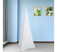 Trimming Shop White Triple Sided Stretch Tripod Speaker DJ Stand Cover for Birthdays, Weddings, Reception, Banquets, Parties, Special Events, Washable, 1pc