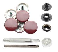 Trimming Shop Wine 15mm Press Studs with Black Back Snaps, Metal 4 Part Snap Fasteners with Hand Fixing Tool for Jeans, Leather, Straps Sewing Projects, Clothes Repair, 10pcs