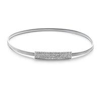 Trimming Shop Women’s Stretchable Waist Belt with 5 Rows Crystal Diamante Encrusted Fashionable Buckle Extendable Waist Band Fashion Accessory, Silver, 20mm Wide