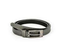 Trimming Shop Women's Thin Matte Gray Belt with 22mm x 45mm Gun Metal Buckle - 15mm Wide PVC Accessory - Fits Standard Loops - Suitable for Formal Attires or Casual Wear